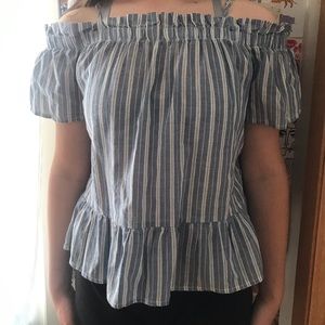 Striped off the shoulder top